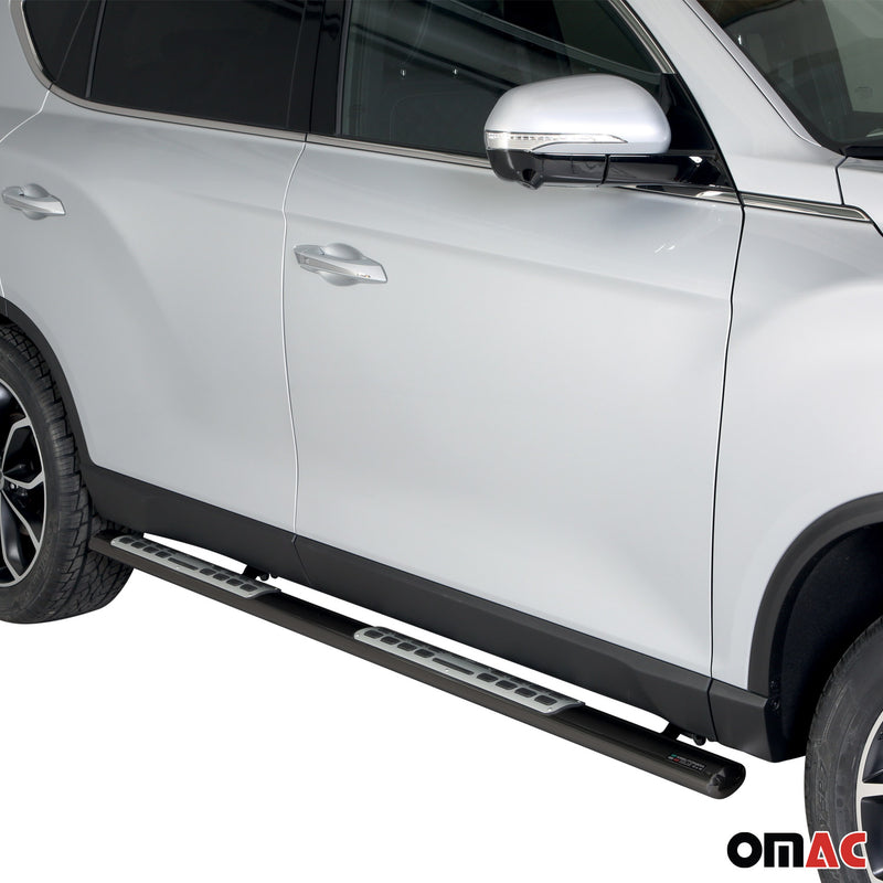 Edelstahl Seitenschweller Schwellerrohre für Ssangyong Rexton 2018-2025 Schwarz
