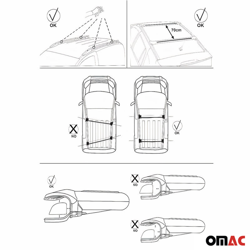 Set di barre portatutto per VW Transporter T5 2003-2015 in alluminio argento, 4 pezzi 