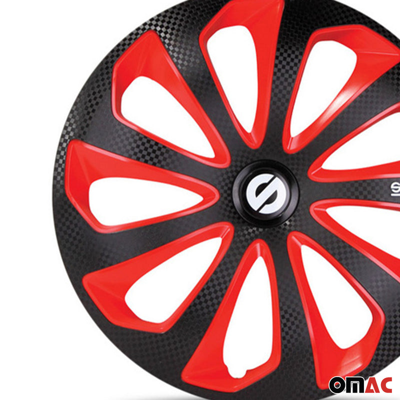 Coprimozzi Sparco 14 pollici Sicilia Nero Rosso Carbonio 4 pezzi