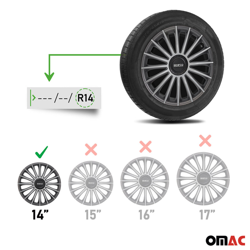Coprimozzi Sparco 14 pollici Treviso Grigio Argento 4 pezzi