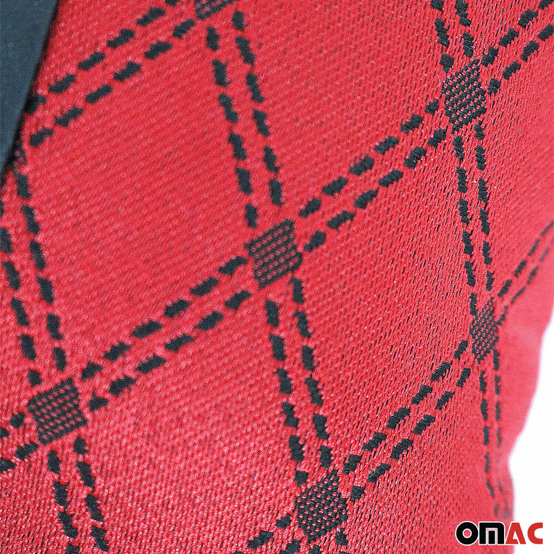 Cuscino poggiatesta per auto, supporto per il collo, tessuto e pelle, rosso nero, 8x30 cm
