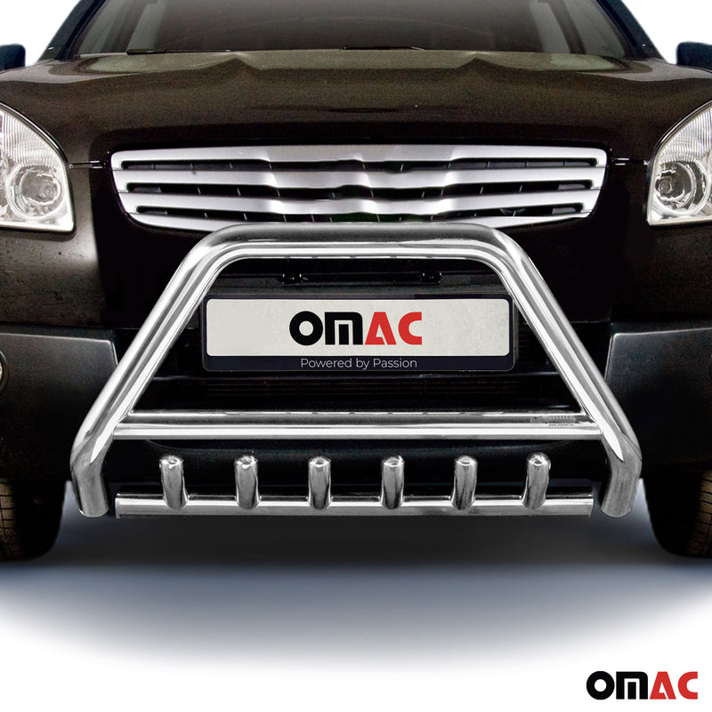 Protezione anteriore per Nissan Qashqai +2 2007-2010 con ABE acciaio argento 