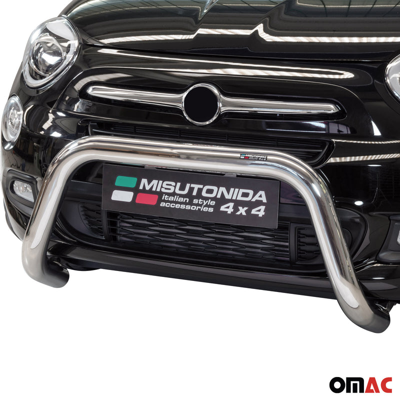 Protezione anteriore per Fiat 500X 2014-2018 ø76mm acciaio argento
