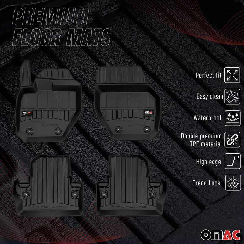 Tappetini in TPE nero per Volvo V60 Cross Country 2014-2018, 4 pezzi