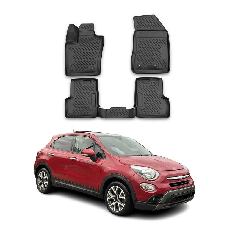 Tappetini Fiat 500X 2014-2025 TPE Nero 4 pezzi