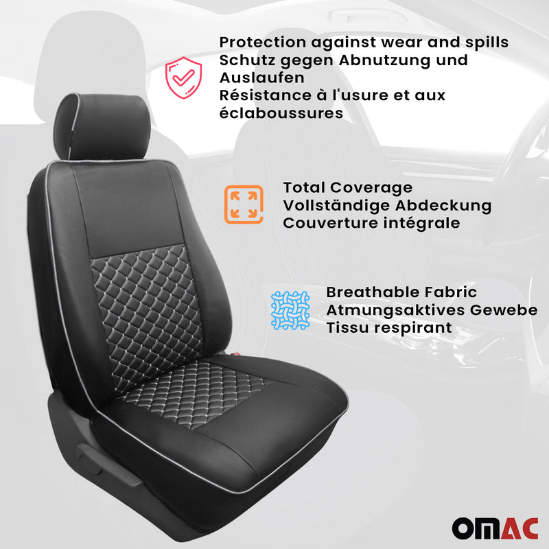 Sitzbezüge Schonbezüge für Fiat Ducato 2006-2024 Kunstleder Schwarz Weiß 2+1