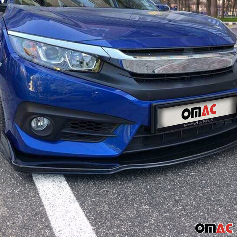 Spoiler anteriore, paraurti, splitter per Honda Civic X 2016-2021, ABS, nero 