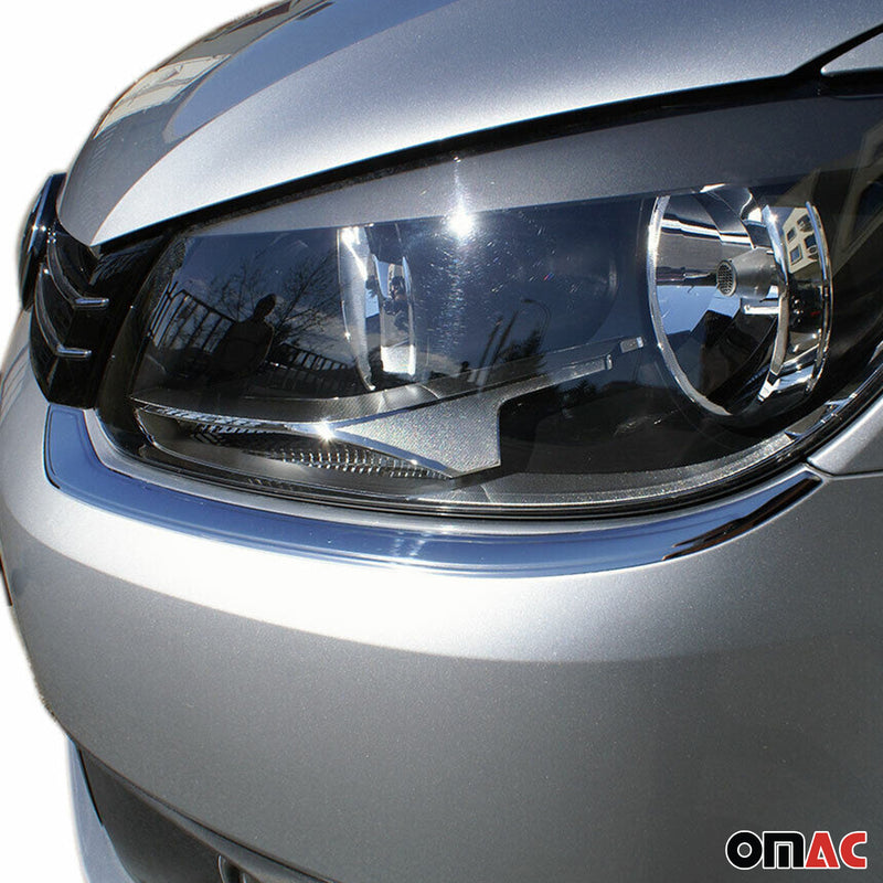 Modanatura per fari Evil Eye per VW Caddy 2010-2015 in acciaio inox argento, 2 pezzi