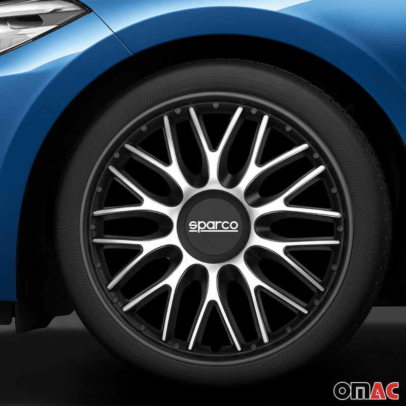 Coprimozzi Sparco 15 pollici Roma argento nero 4 pezzi