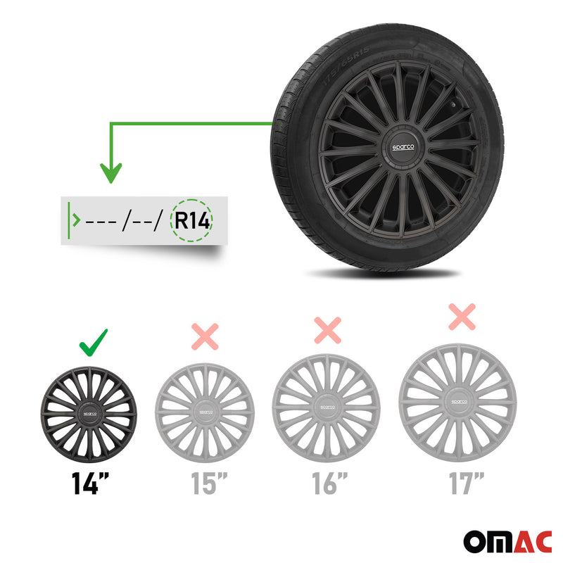 Coprimozzi Sparco 14 pollici Treviso Nero 4 pezzi