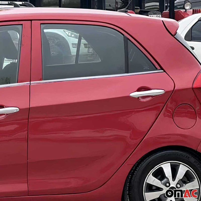Listelli decorativi per finestrini per Kia Picanto Hatchback 2011-2017 in acciaio inox, 4 pezzi