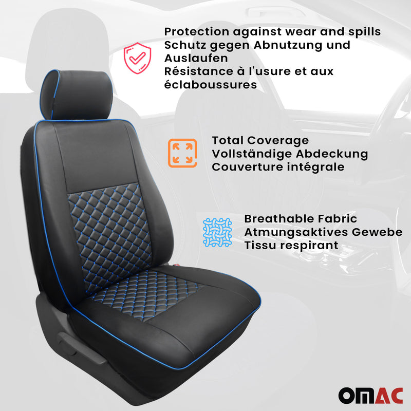 Coprisedili per Mercedes Vito W639 2003-2014 Pelle Nero Blu 2+1
