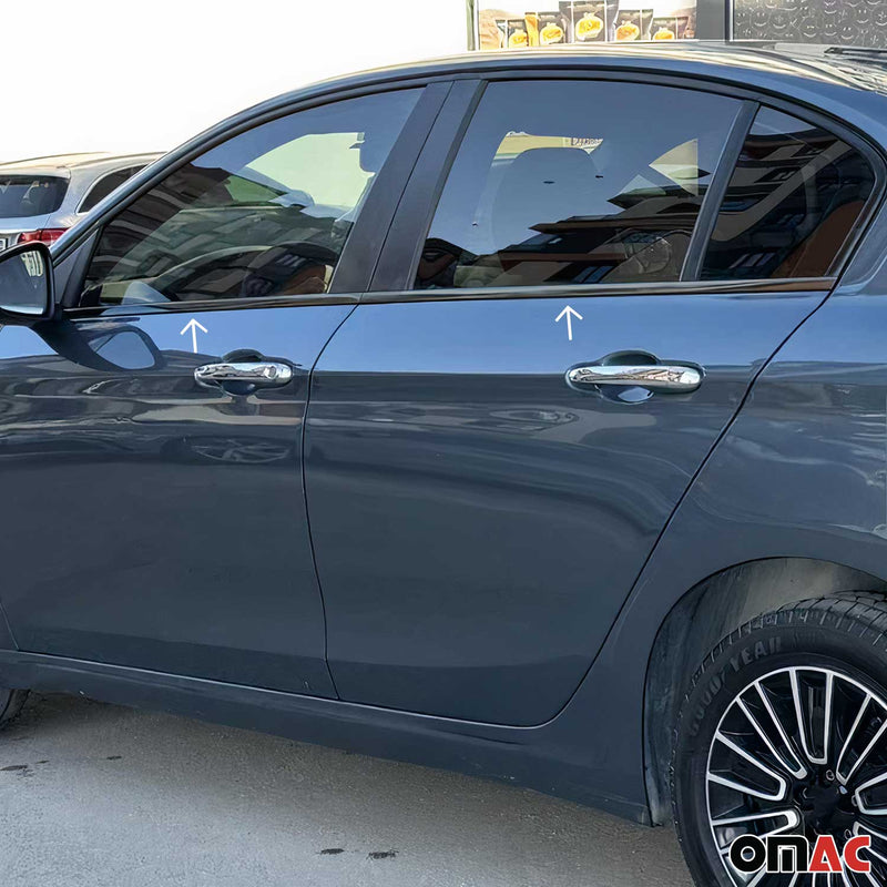 Cornici finestrini per Fiat Tipo 2015-2025 acciaio inox lucido scuro 4x