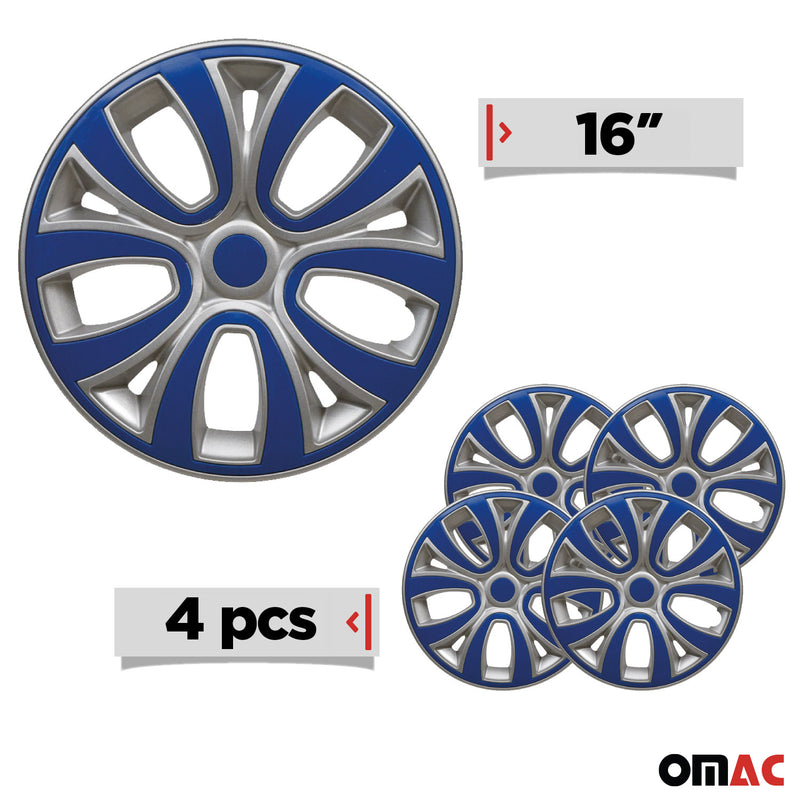 Coprimozzi da 16 pollici grigio e blu scuro set da 4 pezzi