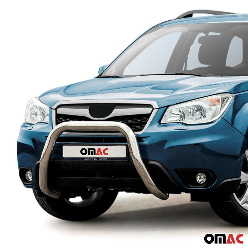 Protezione anteriore per Subaru Forester 2013-2016 con ABE acciaio argento 