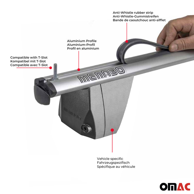 Barre portatutto Menabo per Tesla Model S 100D 2012-2017 ABE grigio alluminio
