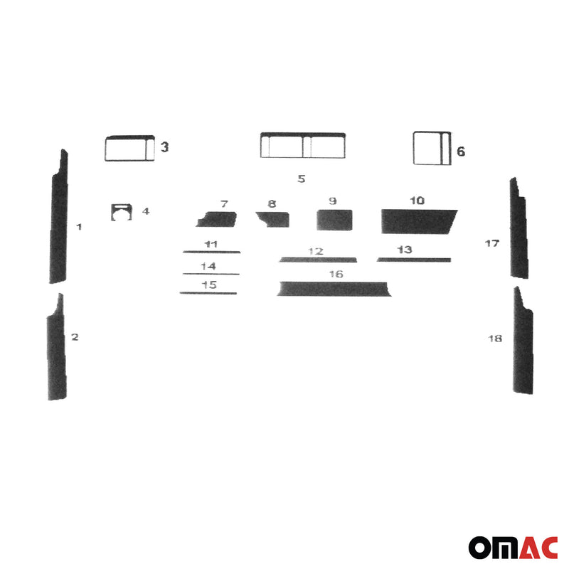 Decorazione interna abitacolo per Opel Vectra 1988-1995 look alluminio 18 pezzi 