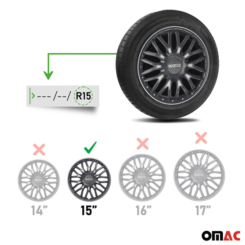 Coprimozzi Sparco 15 pollici Roma grigio 4 pezzi