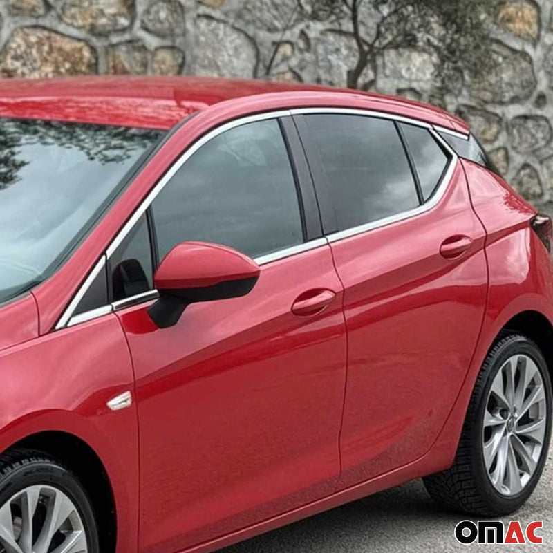 Listelli decorativi per finestrini Opel Astra K hatchback in acciaio inox cromato 16 pezzi 