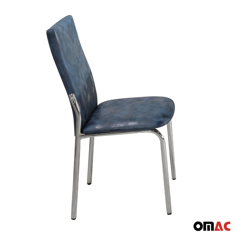 Sedie da pranzo, sedie da cucina, blu navy, 4 sedie in pelle artificiale
