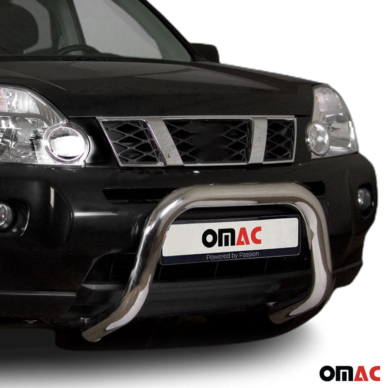 Protezione anteriore per Nissan X-Trail 2007-2010 con ABE acciaio argento 