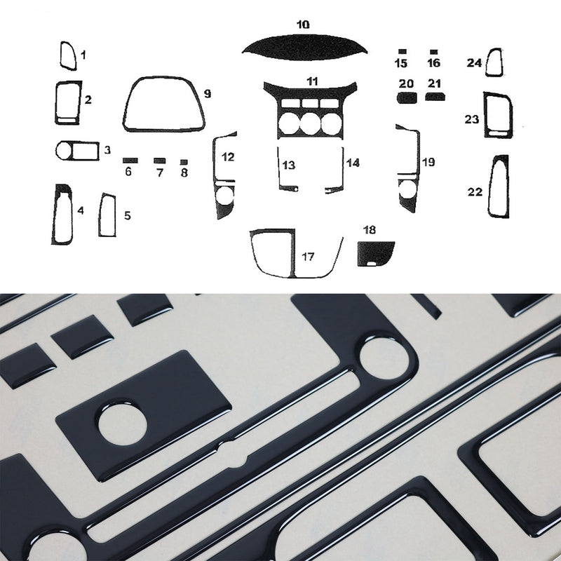 Decorazione interna abitacolo per Hyundai H-1 2008-2025 look Piano Black 24 pezzi 