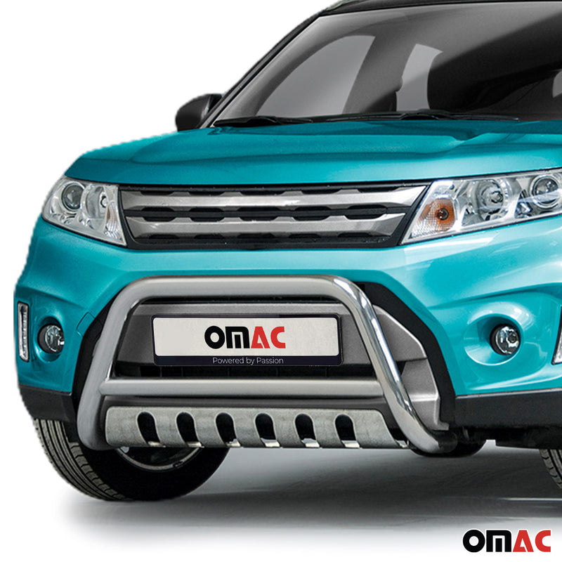 Protezione anteriore per Suzuki Vitara 2015-2018 con ABE in acciaio inox argento 