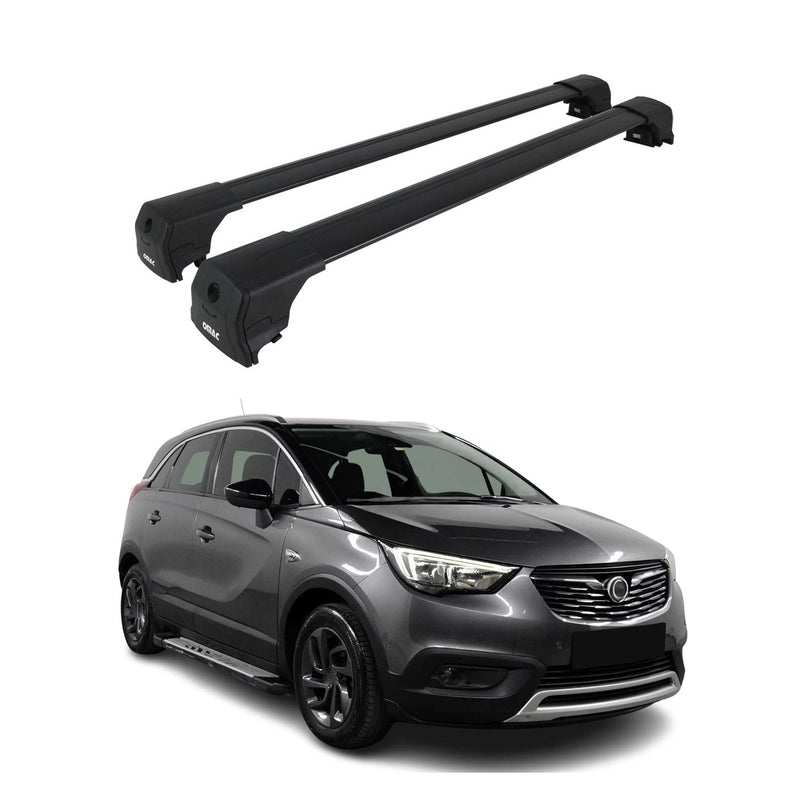 Portapacchi da tetto per Opel Crossland X 2017-2022 ABE alluminio nero