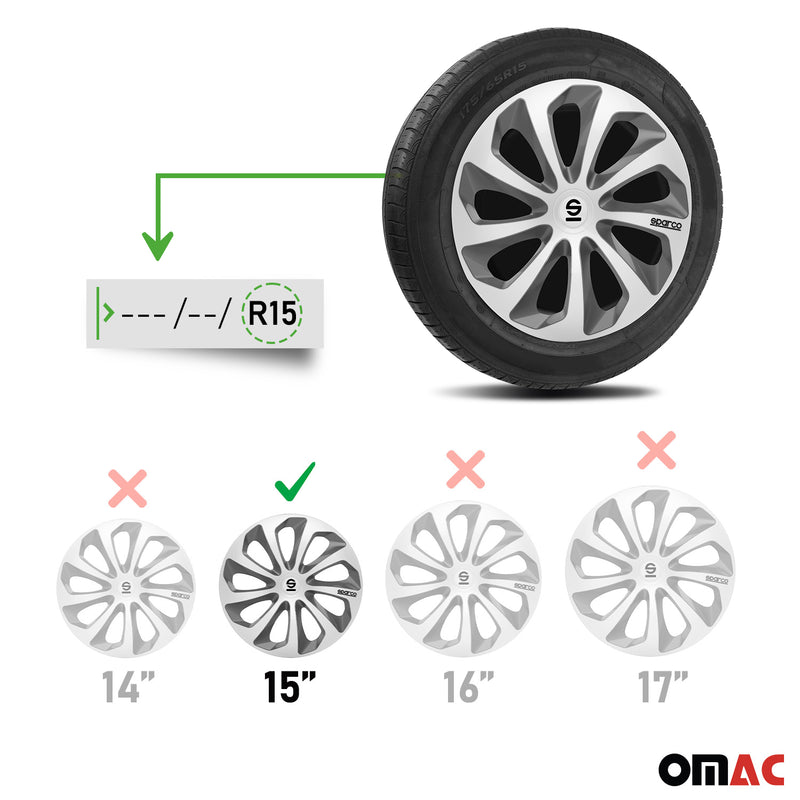 Coprimozzi Sparco 15 pollici Sicilia Grigio Argento 4 pezzi