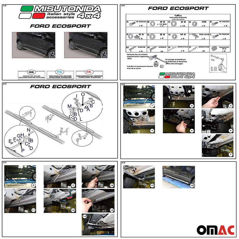 Minigonne laterali in acciaio per Ford Connect 2014-2021 Argento L1 Corto