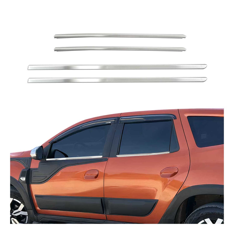 Listelli decorativi per finestrini per Dacia Duster 2018-2021, cromati spazzolati, 4 pezzi 