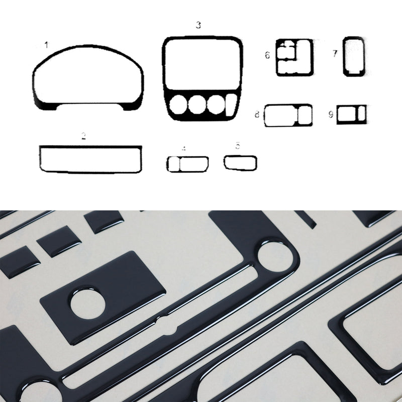 Decorazione interna abitacolo per Honda HR-V 1999-2006 look Piano Black 13 pezzi 