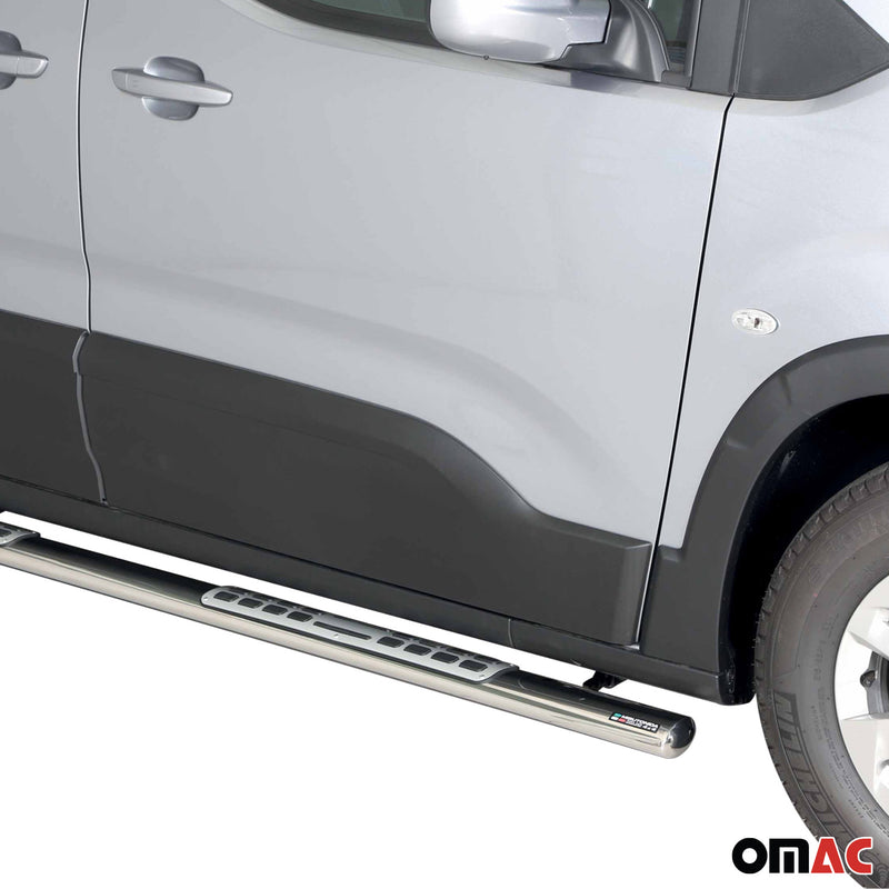 Minigonne laterali in acciaio inox per Peugeot Rifter 2018-2025 grigio medio