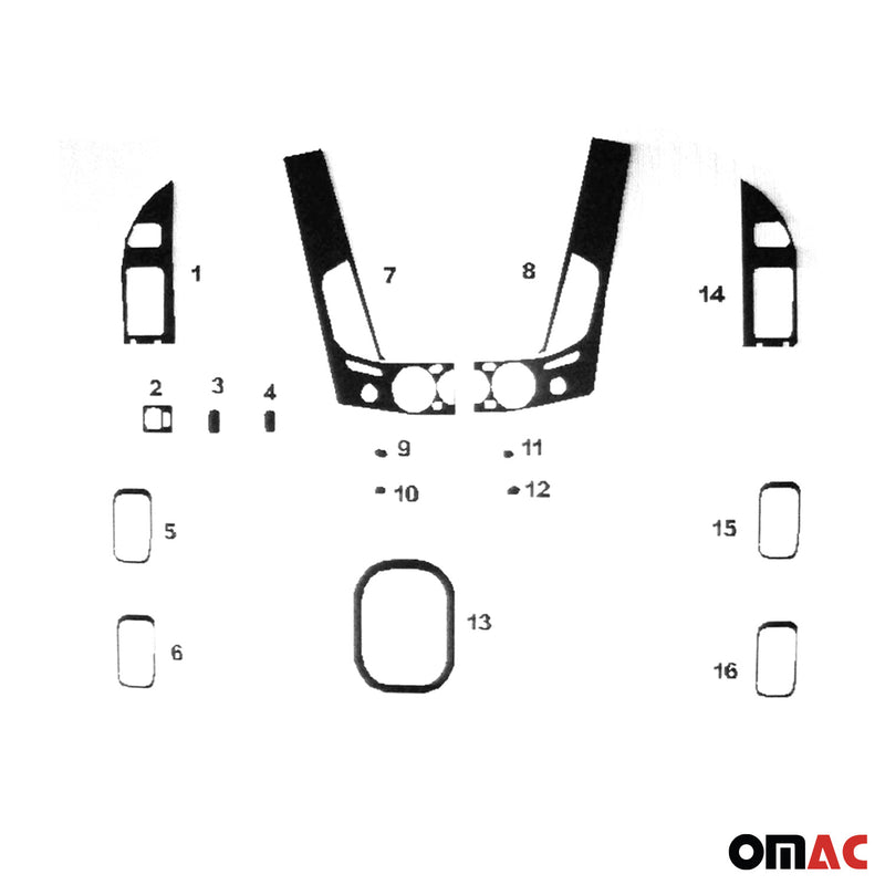 Decorazione interna abitacolo per Mitsubishi L200 2007-2014 look Piano Black 16 pezzi