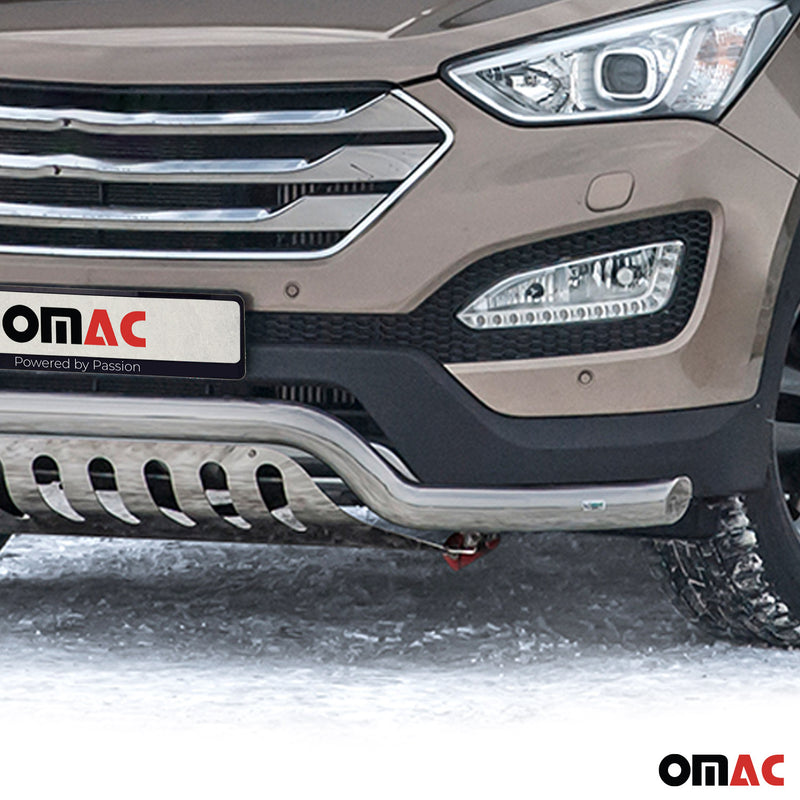 Barra di protezione anteriore in acciaio inox per Hyundai Santa Fe 2012-2018 con ABE Silver 