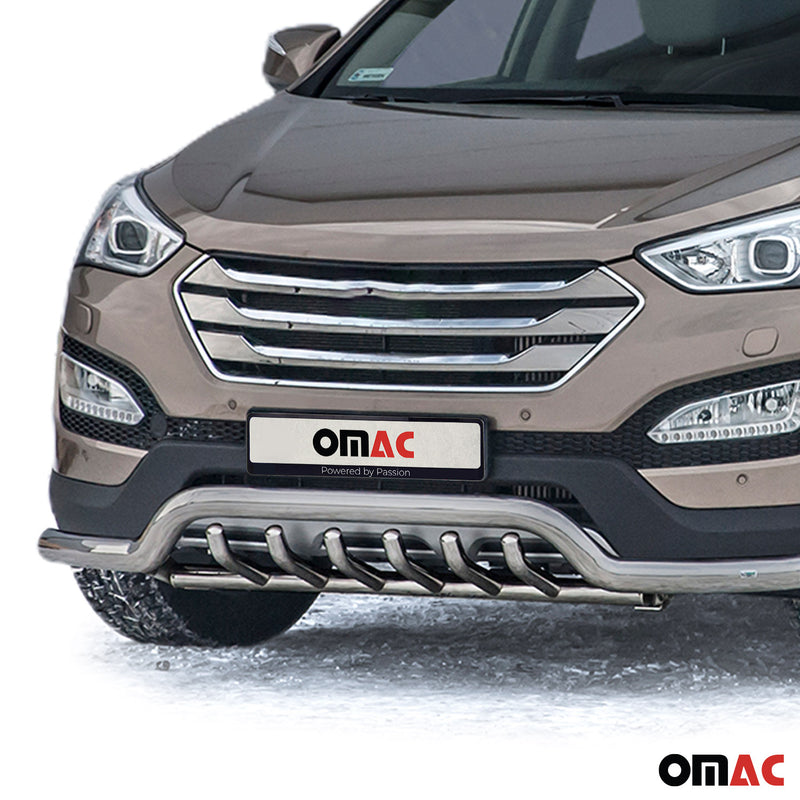 Barra di protezione anteriore per Hyundai Santa Fe 2012-2018 con ABE in acciaio argento 