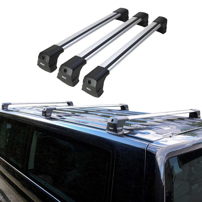 Portapacchi da tetto per VW T5 T6 2003-2024, portapacchi base grigio alluminio, 3 pezzi