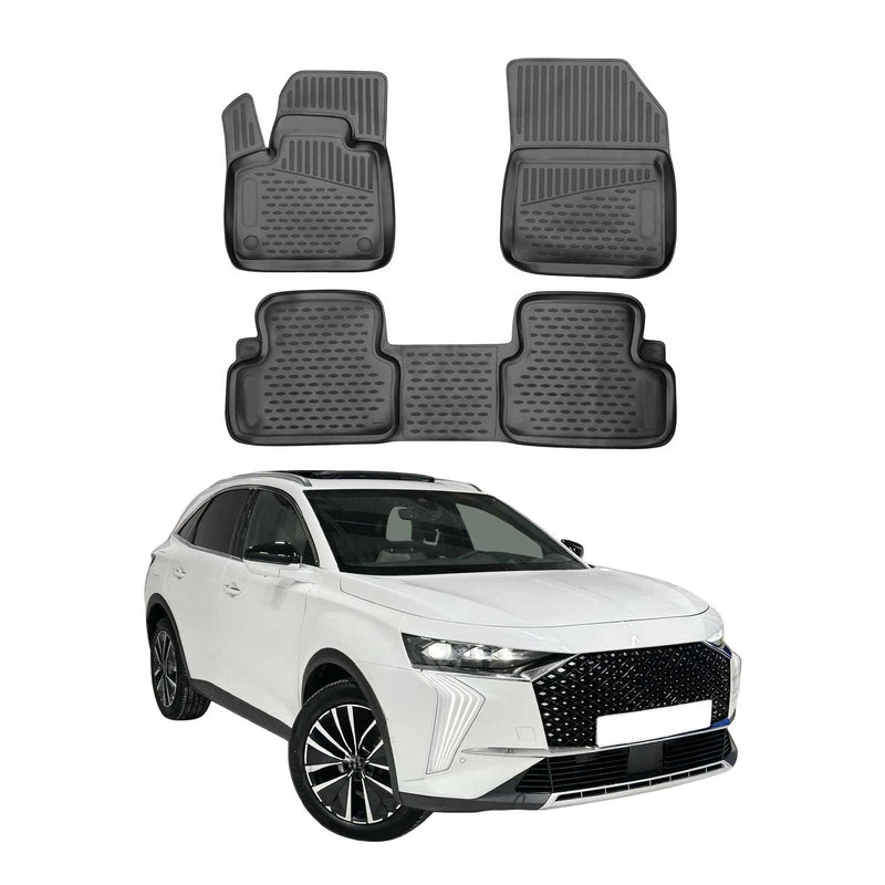 Tappetini in TPE per DS DS7 Crossback 2017-2024, neri, 3 pezzi