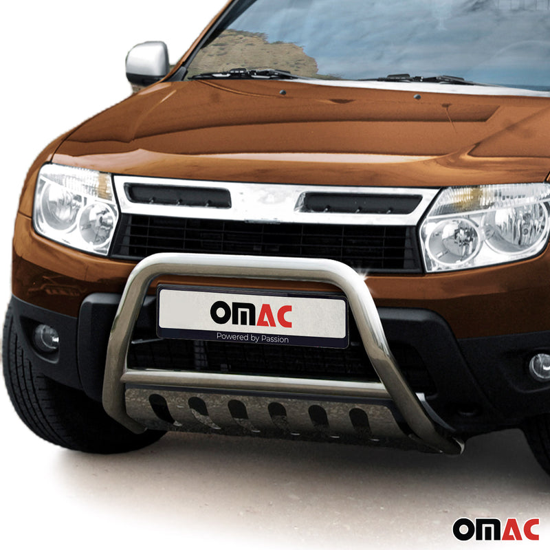 Barra di protezione anteriore per Dacia Duster 2010-2014 con ABE acciaio argento 