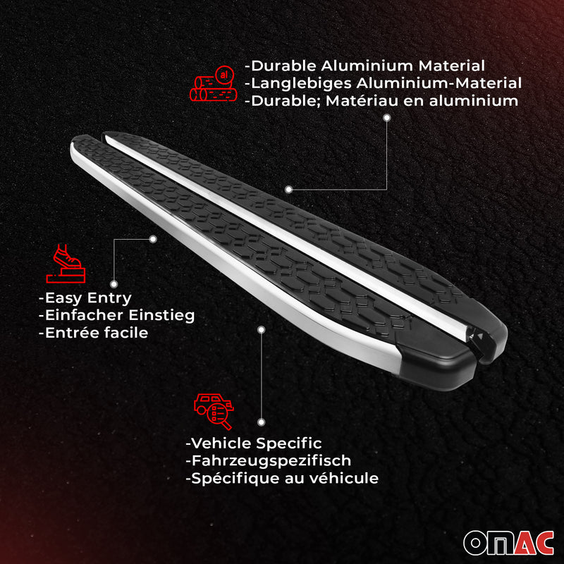 Pedane laterali in alluminio per Kia Sorento 2010-2012 Nero Argento 2 pezzi