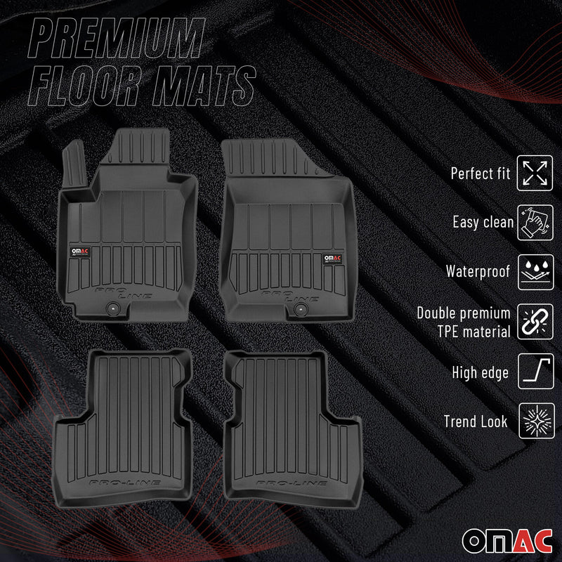 Tappetini Kia Pro Ceed 2007-2013 in TPE nero, 4 pezzi