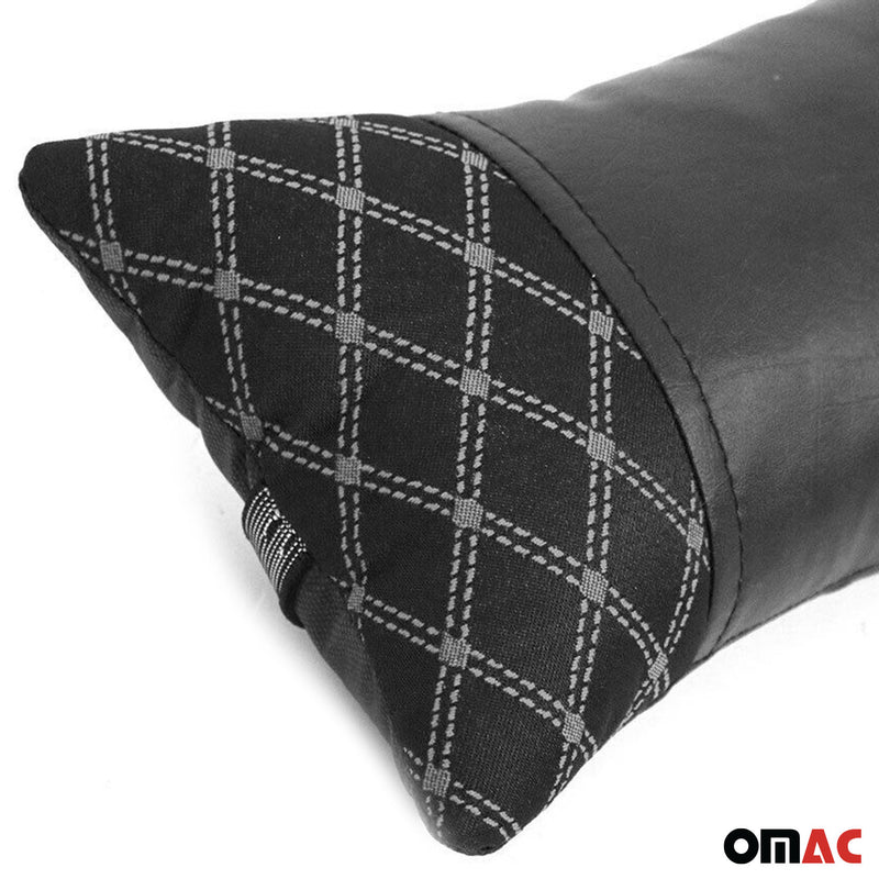 Cuscino poggiatesta auto supporto cervicale tessuto e pelle nero 8x30 cm