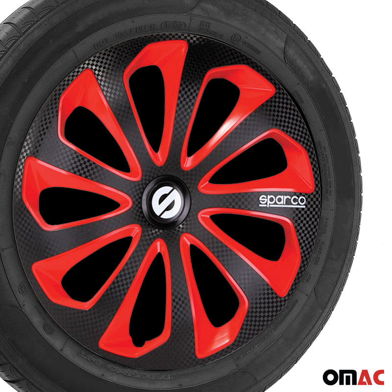 Coprimozzi Sparco 16 pollici Sicilia Nero Rosso Carbonio 4 pezzi