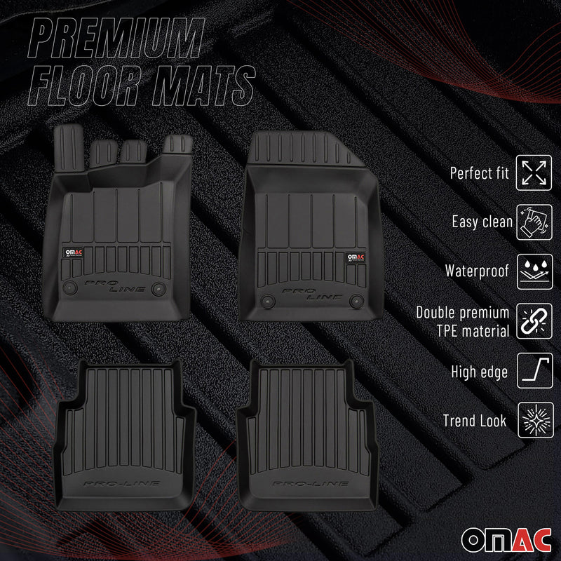 Tappetini TPE neri per Opel Vectra C Caravan 2002-2008, 4 pezzi.