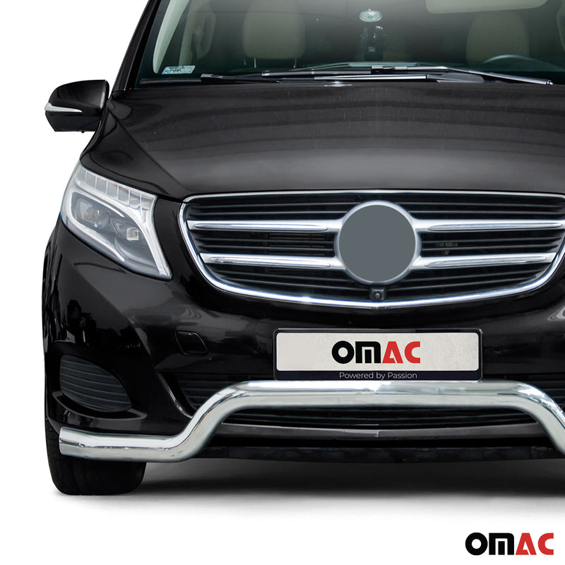 Protezione anteriore per Mercedes Classe 2014-2025 Acciaio basso ABE argento 