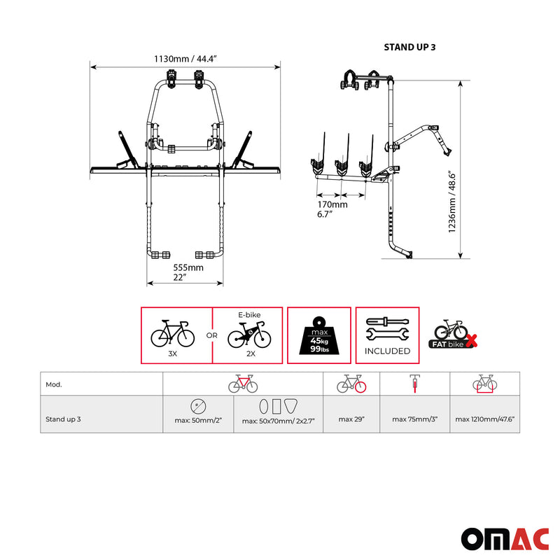 Portabici posteriore per E Bike Renault Talisman 3 bici