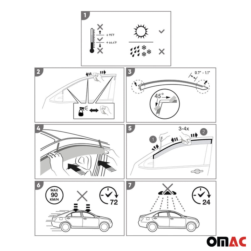 Windabweiser Regenabweiser für Honda Jazz 2009-2014 Dunkel Acryl 4tlg