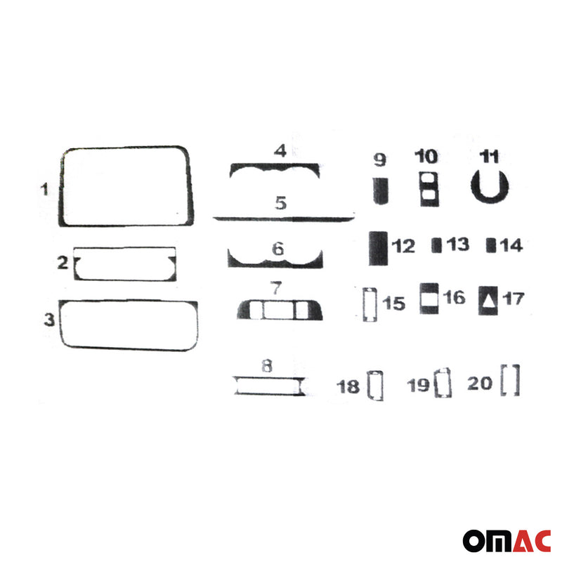 Decorazione interna abitacolo per Skoda Roomster 2006-2015 look alluminio 20 pezzi 