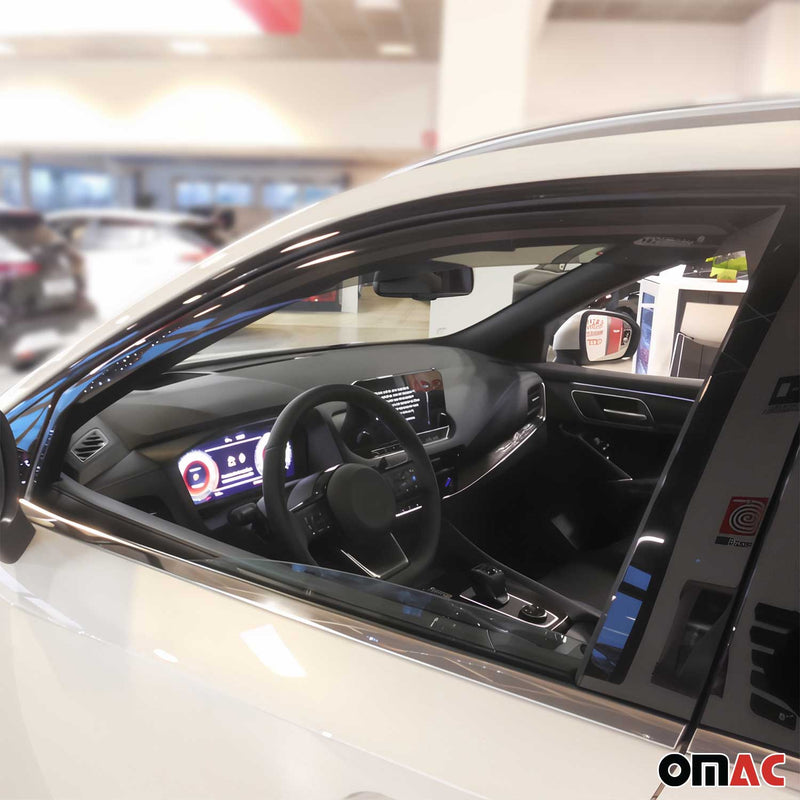 Deflettori antivento e antipioggia per Nissan Qashqai J12 2021-2025 in acrilico scuro, 4 pezzi