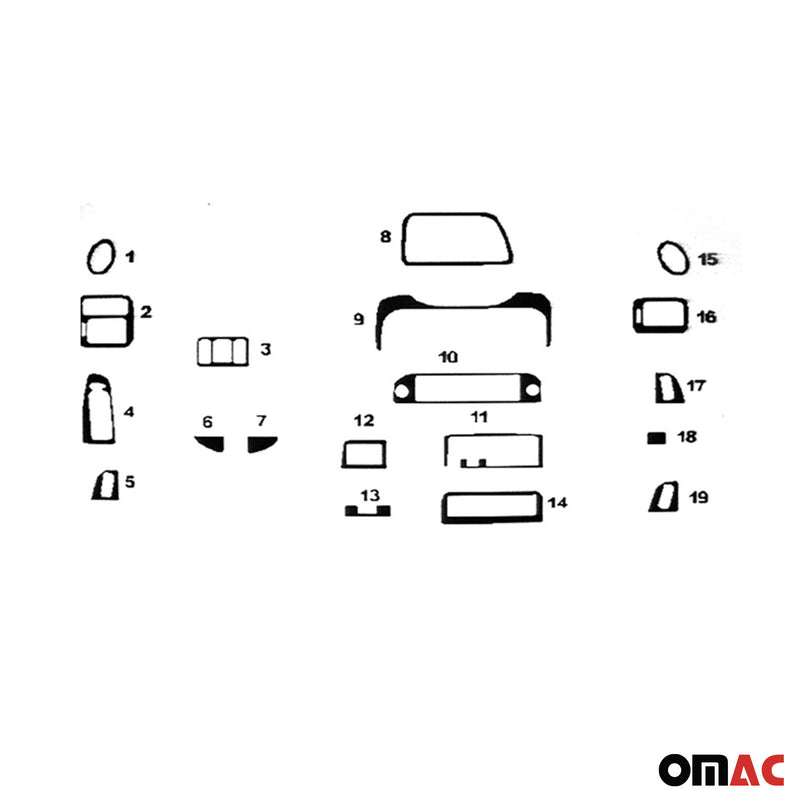 Decorazione interna cruscotto per Honda Civic 1995-2000 Piano Black Look 19 pezzi 